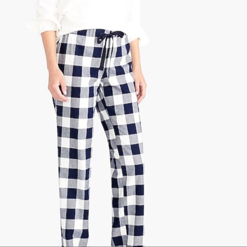 🔥 J. Crew Factory | Navy/White Plaid Cotton Flannel Pajama Bottoms XS
